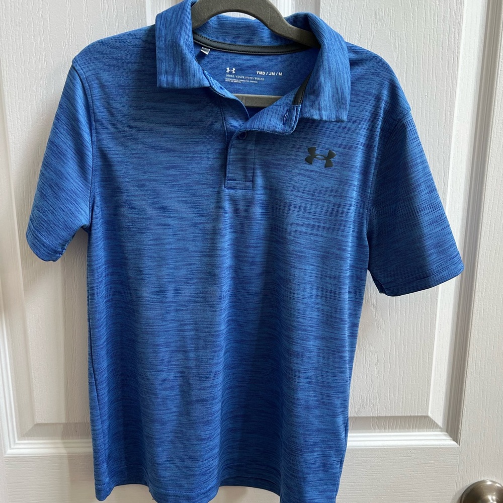 Under Armour Boys Heathered Blue Polo